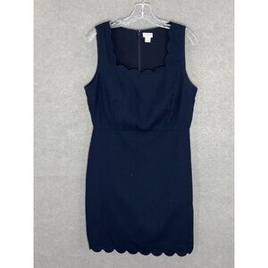 J. Crew Navy Scalloped Midi Dress